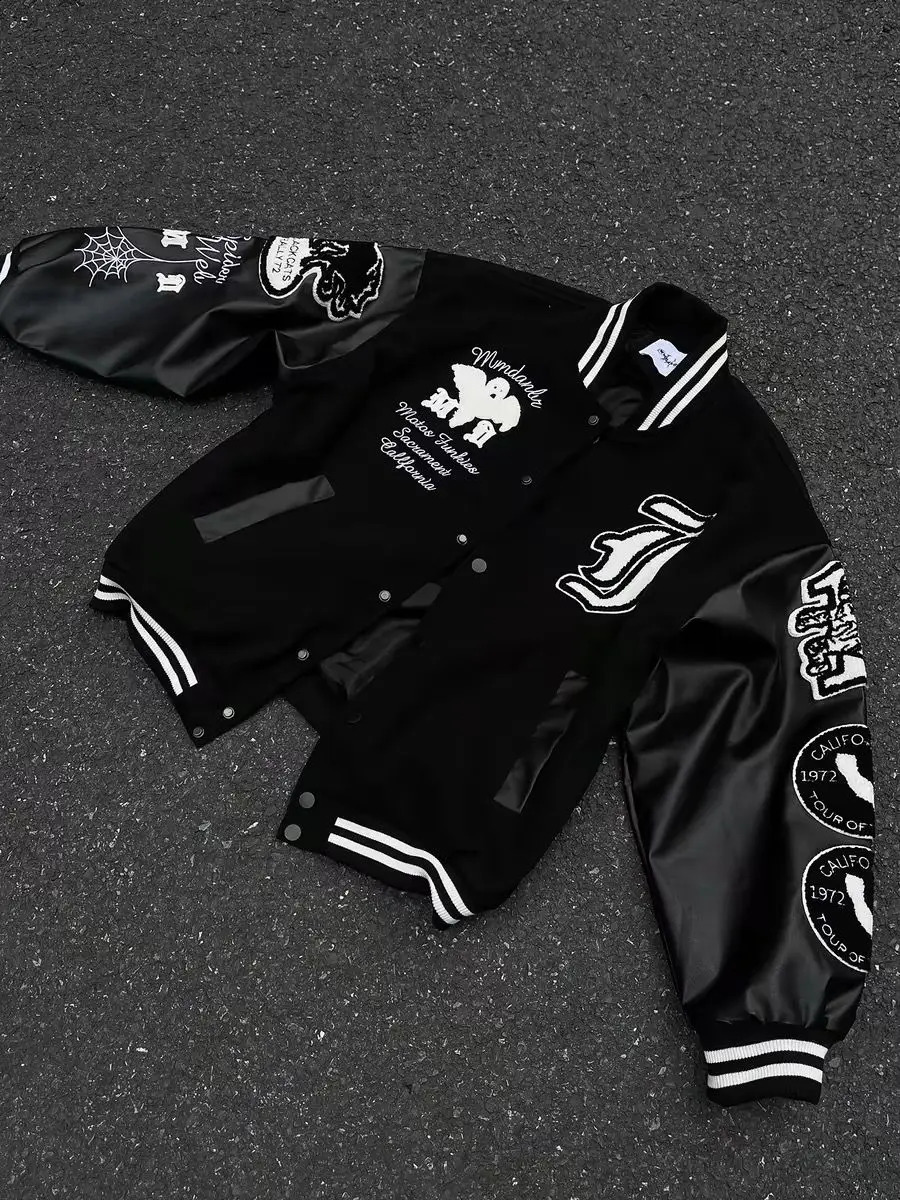 America Y2K Retro Street Embroidered Baseball Jacket for Men and Women Fashionable Couples Loose 240809