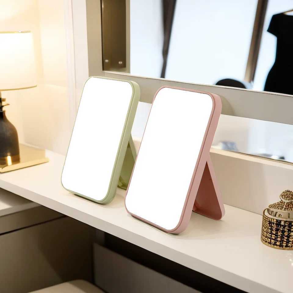 Foldable Cosmetic Mirror Makeup Mirror Vanity Rectangular Square Single-sided Mirror with Stand for Girl Women Y240819