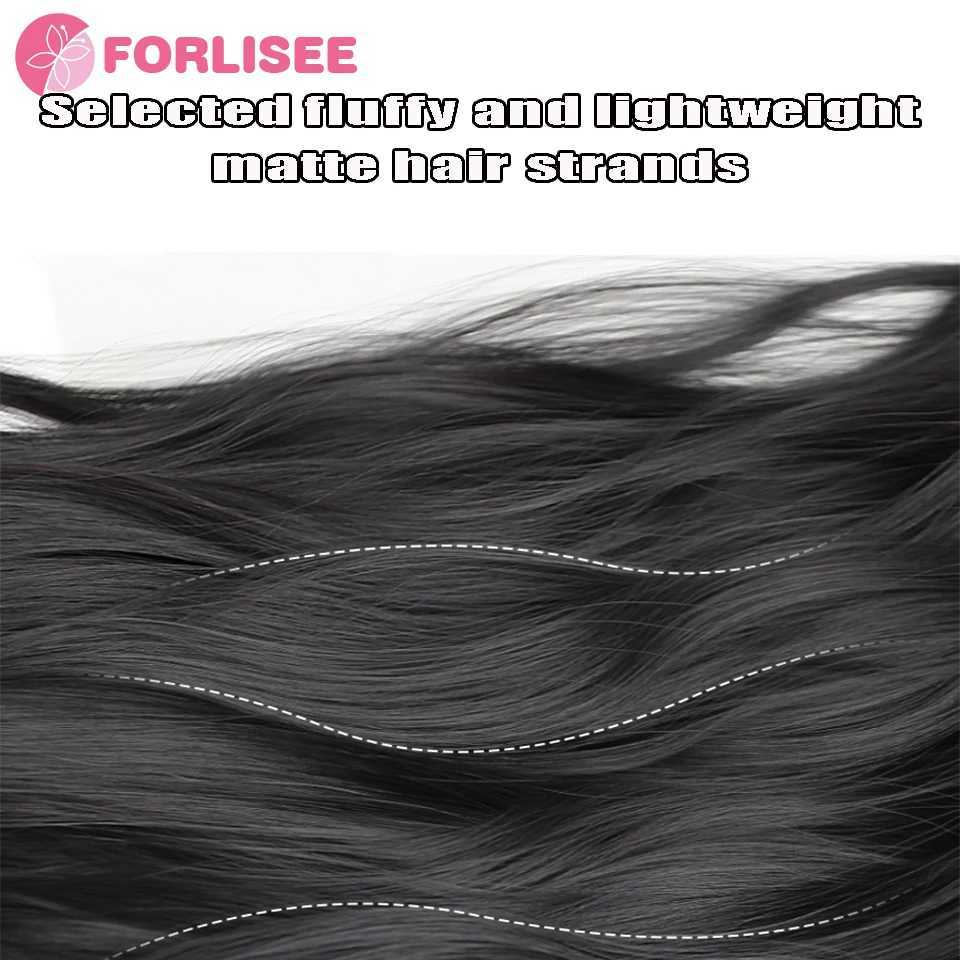 Forlisee synthetic wig ponytail womens grab clip high ponytail natural slight curl long curly hair shoulder strap ponytail wig W240817