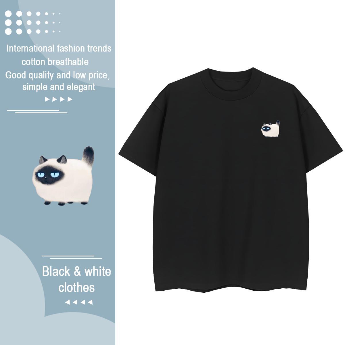 Fashion Design Mens Tshirts cat Street 230g Cotton Clothings Crew Neck Designer Man T Shirts Oversized 4XL