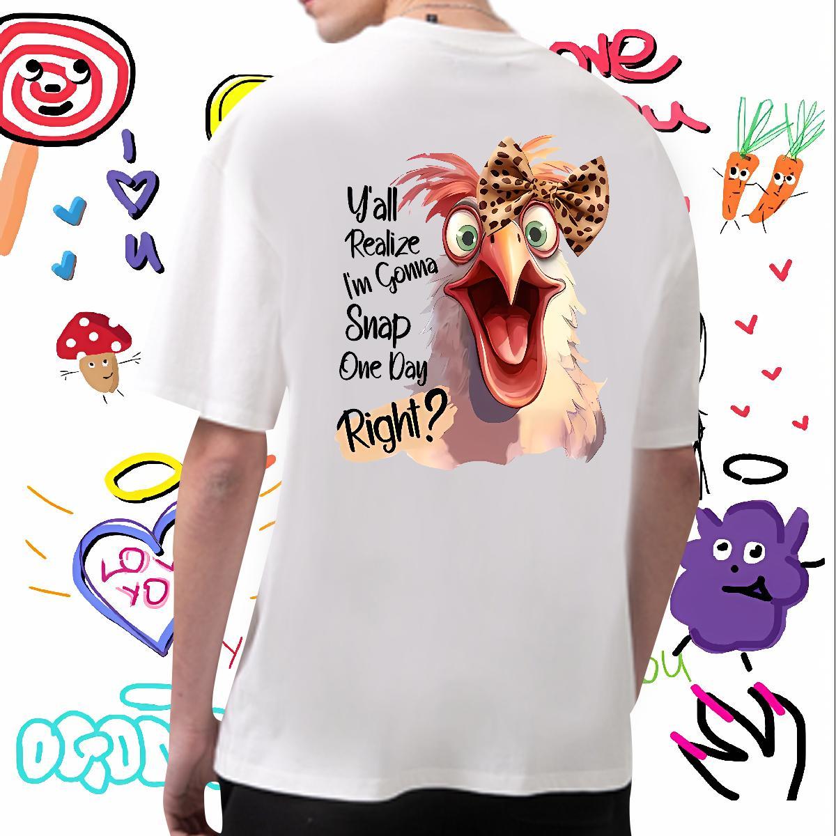 Cool Design T shirt cock Round Neck Short Sleeve Outdoor DIY 100% Cotton 230g Men Tshirts 2024 Summer Clothings