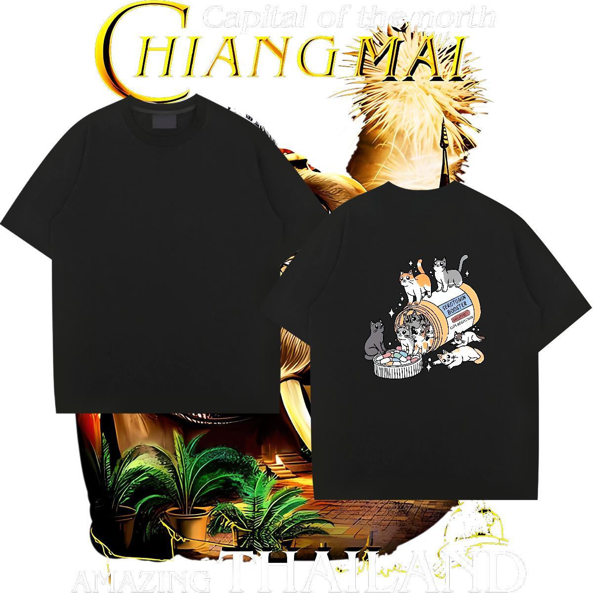 Wholesale T shirt cats Breathable Soft Daily Wear Plus Size Custom 230g 100% Cotton Mens Tshirts 2024 DIY Tops