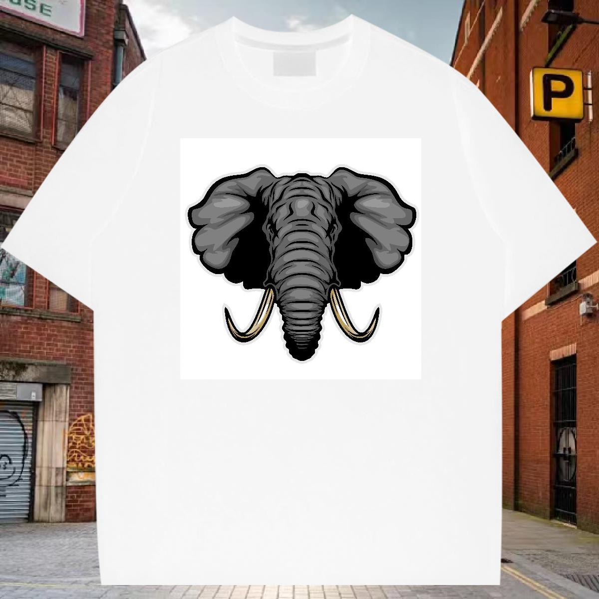 Loose Fit Men T Shirts elephant Breathable Crew Neck Spring Summer Oversized 230g 100% Cotton Men Tshirts Brand Tops Tees