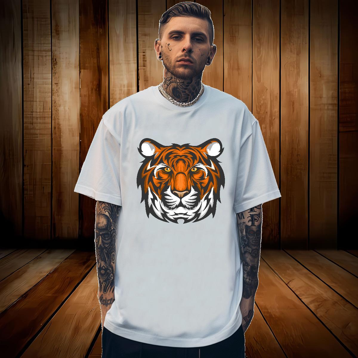Wholesale T Shirt For Man tiger O Neck Short Sleeves Hip Hop Graphic 100% Cotton 230g Mens Tshirts Fashion Tops Tees