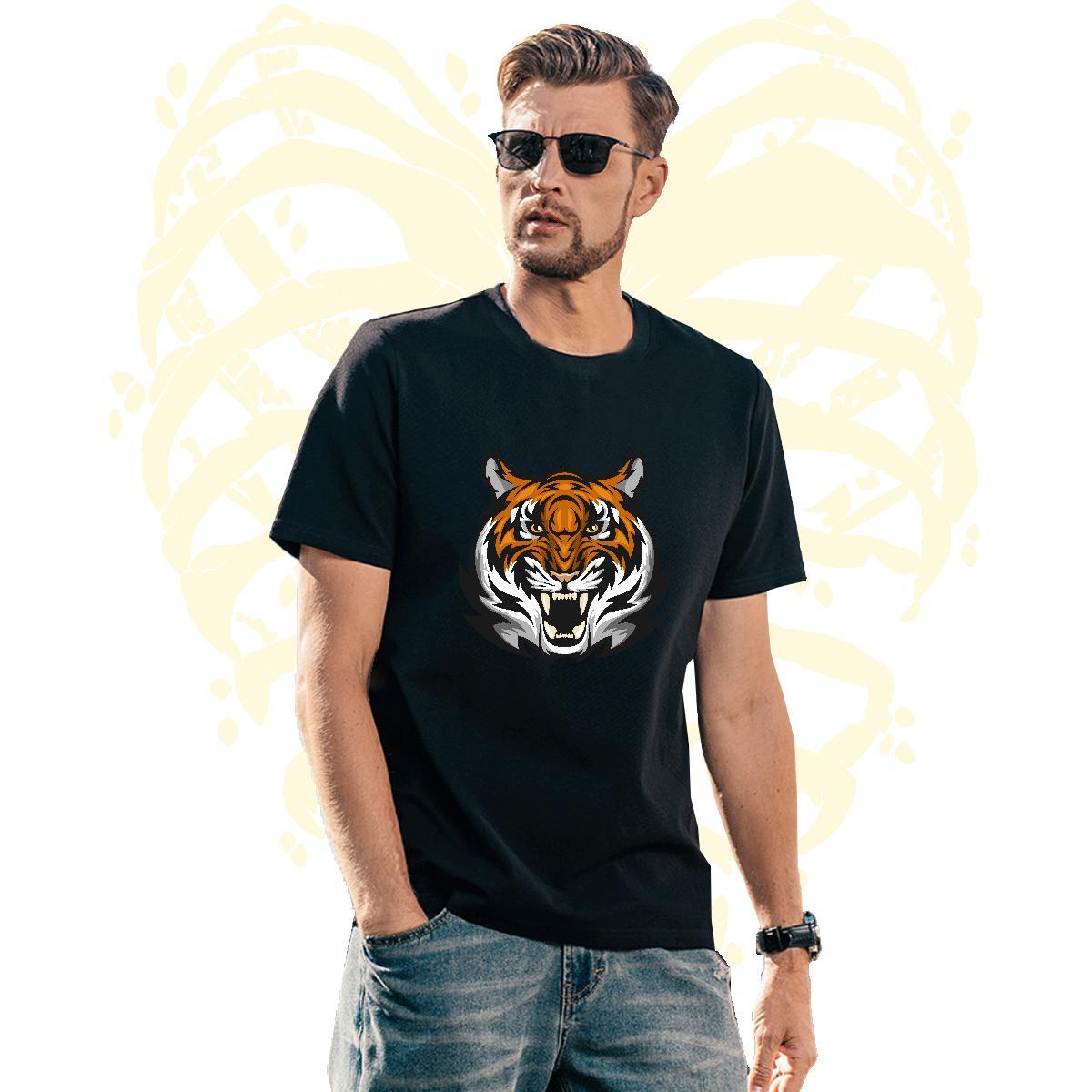 Cool Design T-Shirts for Men tiger Pure Cotton Casual Daily Wear White Plus Size 230g Cotton Tshirts Wholesale Polos