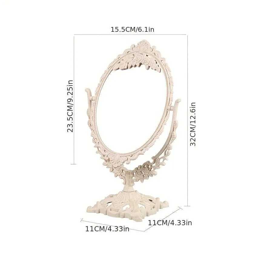 Vintage Makeup Mirror European Desktop Makeup Mirror Double Sided Minimalist Makeup Mirror Y240819
