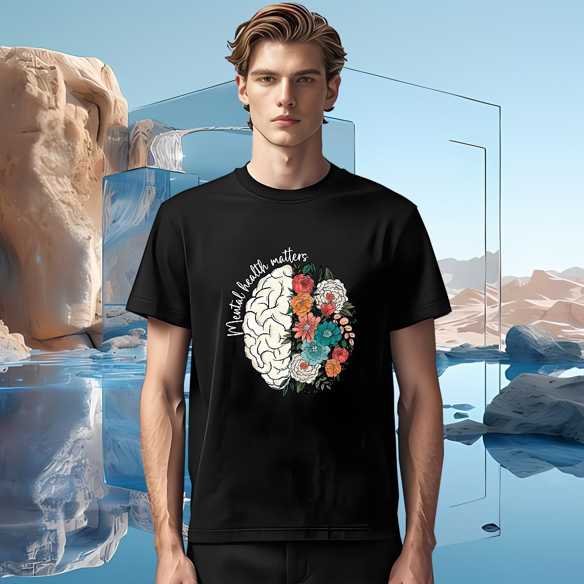 T-Shirts for Men 230g Cotton flower Anime Printing Street Breathable Crew Neck Customized Tshirts Designer Fashion Loose Fit Wear
