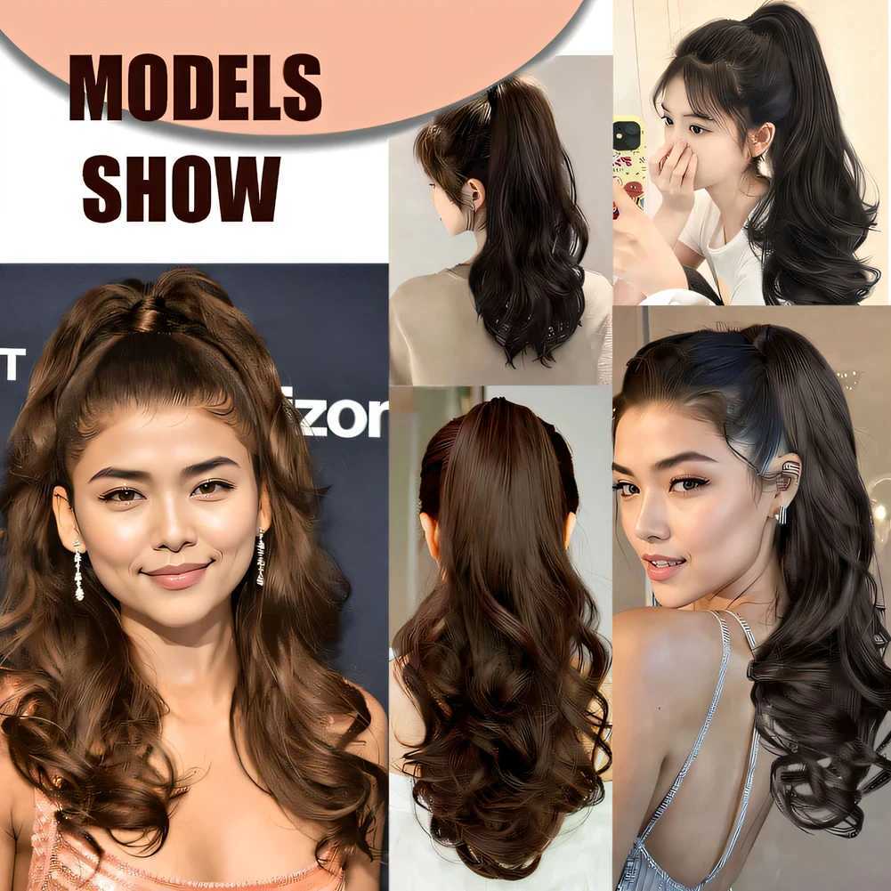 45CM synthetic long curly hair claw clip ponytail hair extension fake hair fluffy hair can be woven W240817