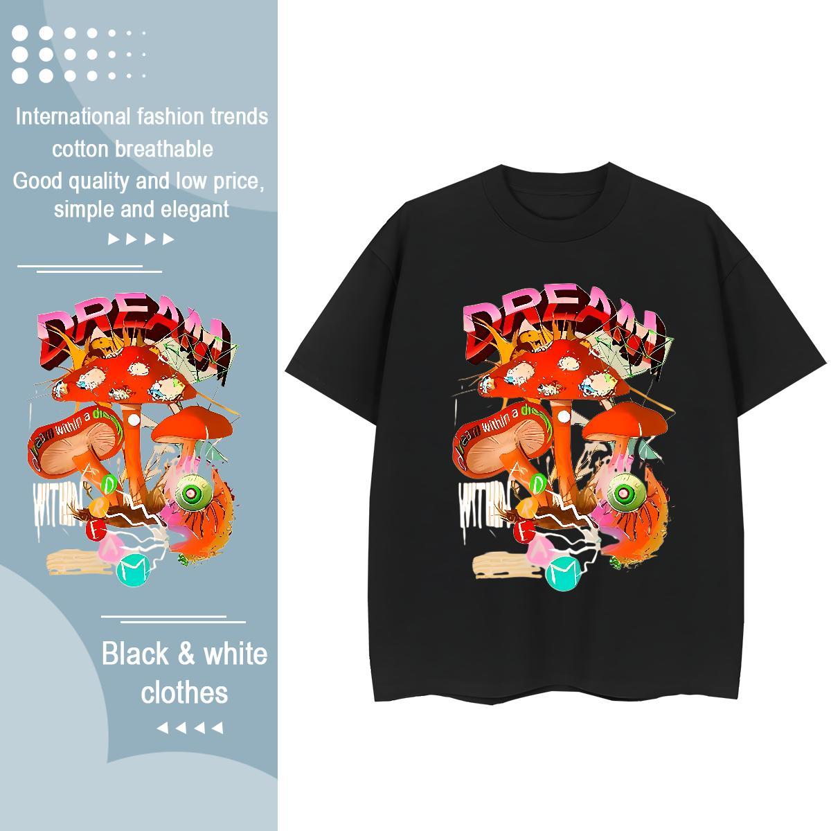 New Arrival Couples T Shirts mushroom High Street Hip Hop 230g Pure Cotton Clothes Round Neck Short Sleeve Designer T-Shirts for Men Oversized 3XL 4XL