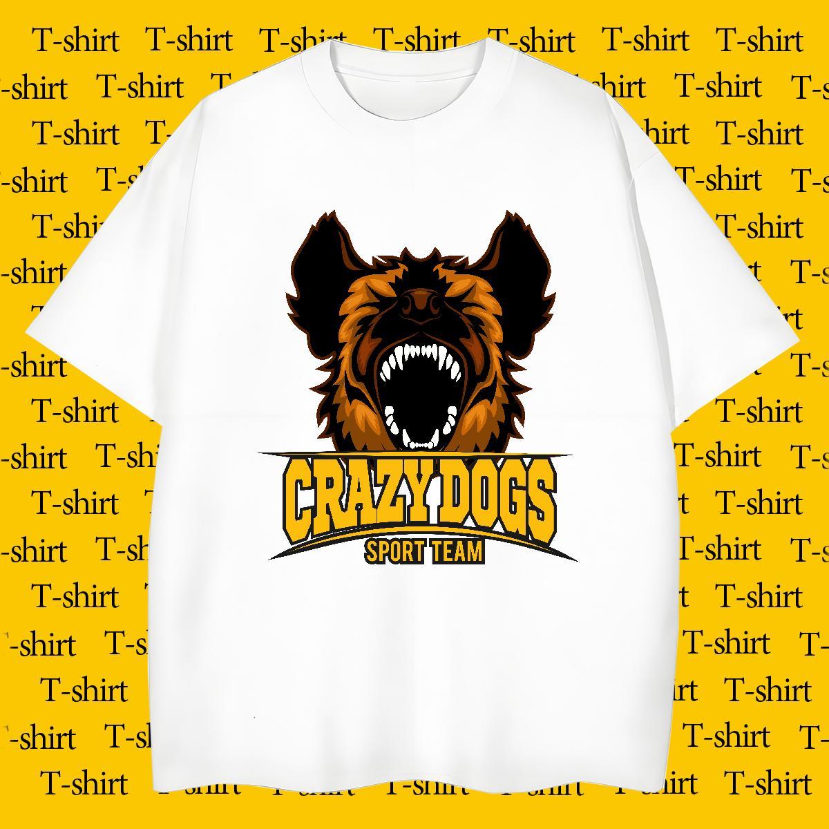 Cool Design Man T Shirts crazy dog Short Sleeve Soft Casual Daily Wear Custom Printed 230g Pure Cotton Men Clothes T-Shirt Stylist Tee Shirt