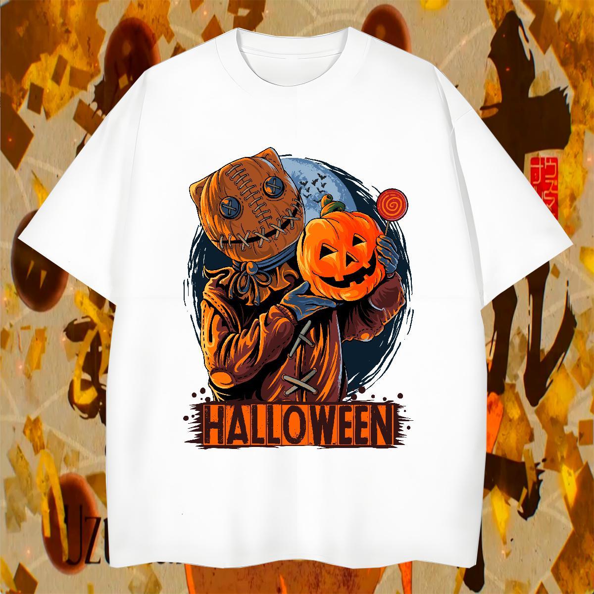 Free Shipping T-Shirts for Men halloween Breathable Daily Wear Black White 230g 100% Cotton Tshirts Fashion Designer Top Tees