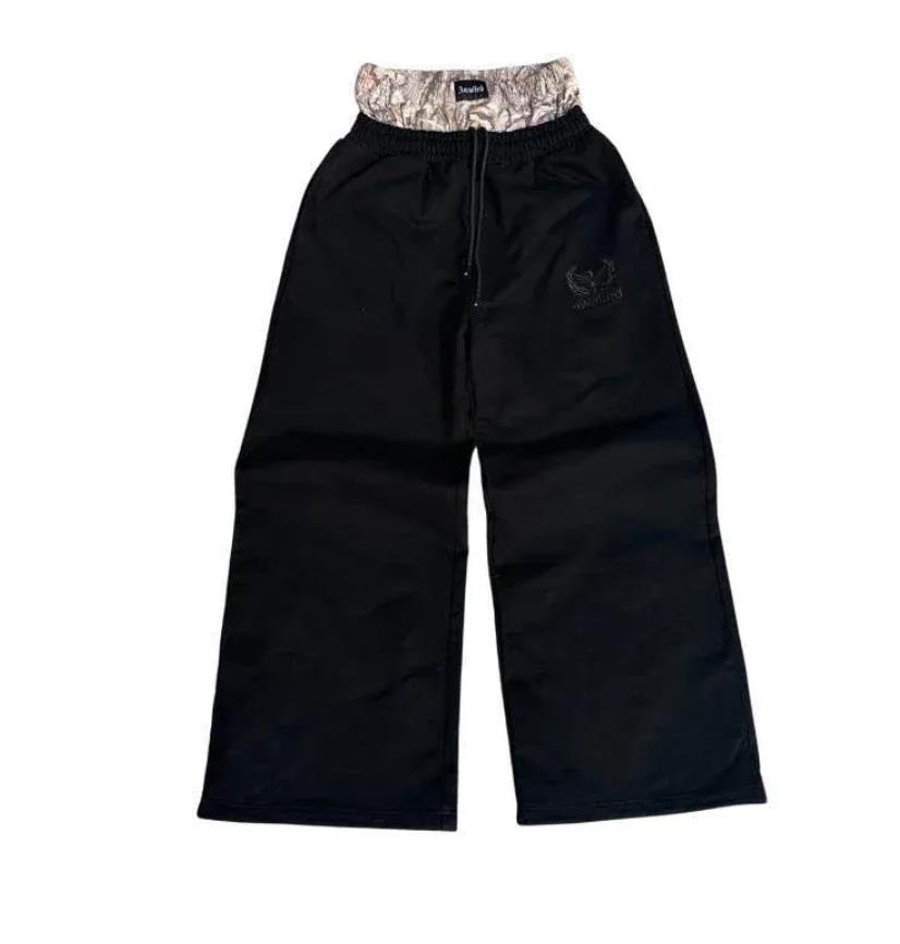 Sweatpants Mens Pants Designers Streetwear Wide Leg Retro Double Waisted Sweat Embroidered Camouflage Pattern Trend Casual Unisex Baggy Comfortable
