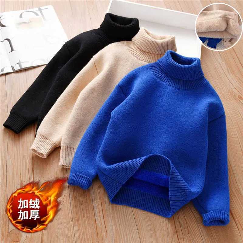 Childrens apron sweater for autumn and winter new knitted childrens apron for warmth knitted floral casual turtle neck boys and girls bottom shirt jum