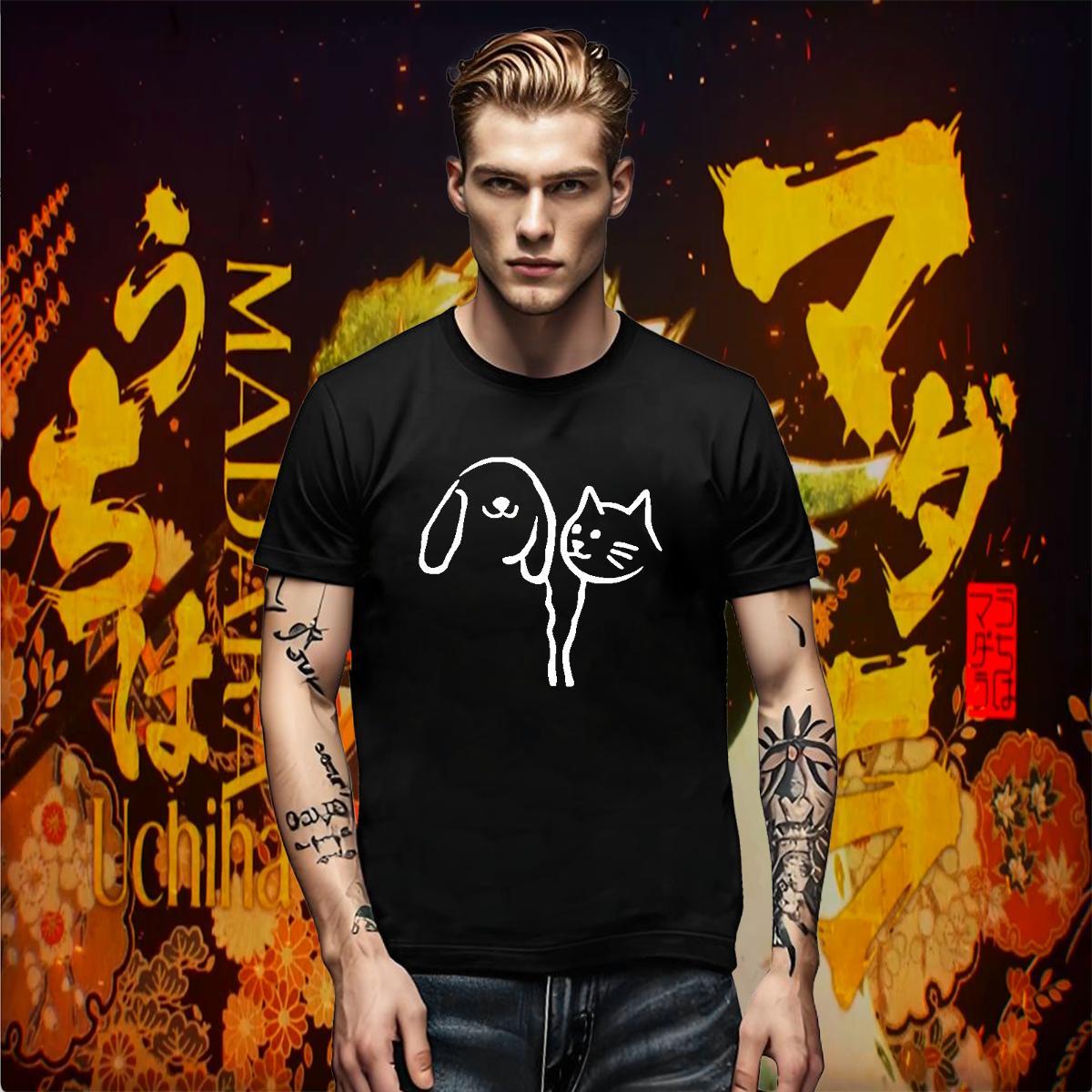 Free Shipping Tshirts cat High Street Hip Hop 230g Cotton Clothes Short Sleeve O-Neck TOP Quality T shirt Custom Printing