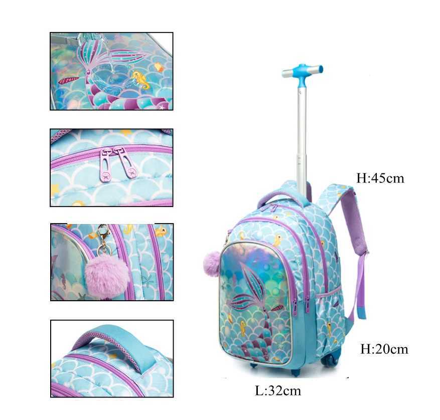 18 Inch School Wheeled Backpack for Boys Girls Travel Rolling Backpack 18 inch School Trolley Bag Set Lunch Bag and Pencil Case Y240820