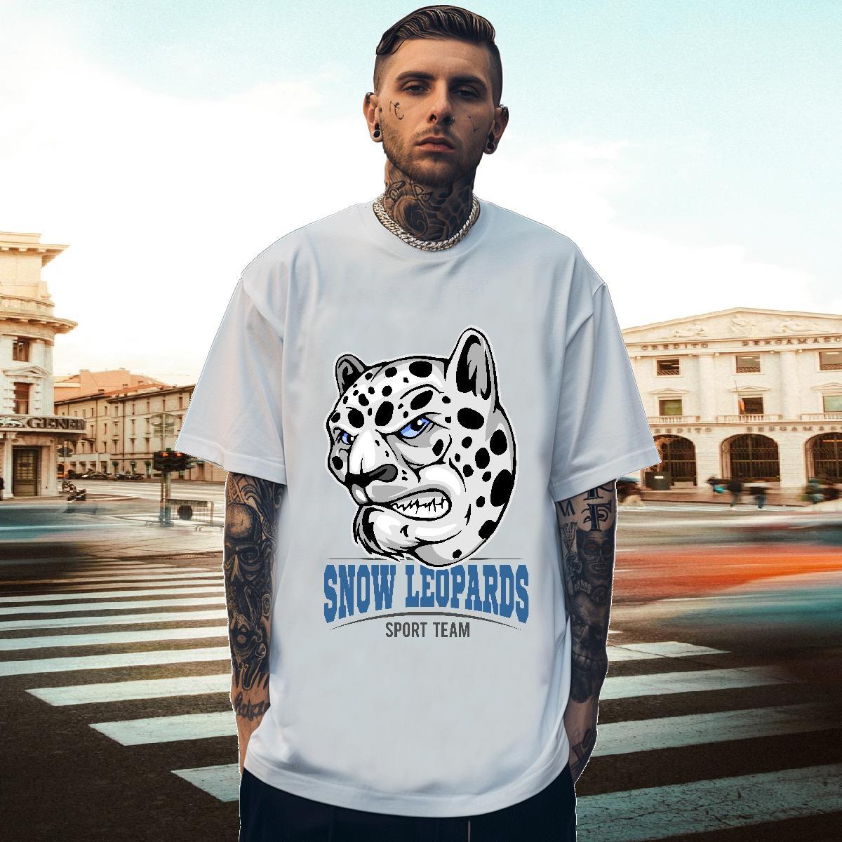 Popular Man T Shirts leopard Breathable Short Sleeve Beach Customized Print 230g Cotton Men Tees Classic Casual Clothes