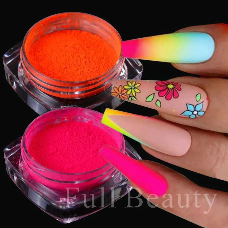 12 Box/Set Neon Phosphor Powder Set Luminous Nail Glitter Powder Pigment Fluorescent Powder Summer Manicure Decorations NFYEXJ240815