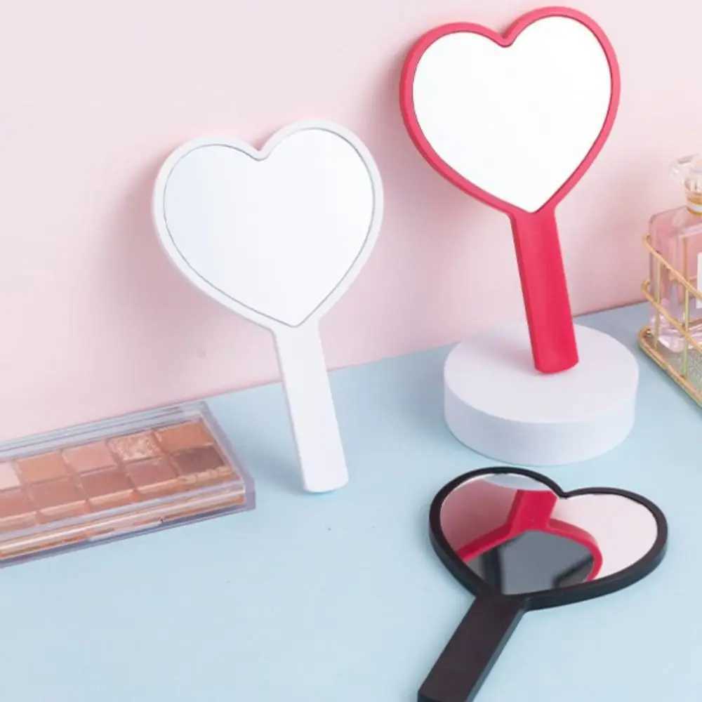 Cute Handheld Makeup Mirror Heart-shaped Vanity Mirror SPA Salon Makeup Vanity with Handle Hand Mirror Cosmetic Mirror Y240819