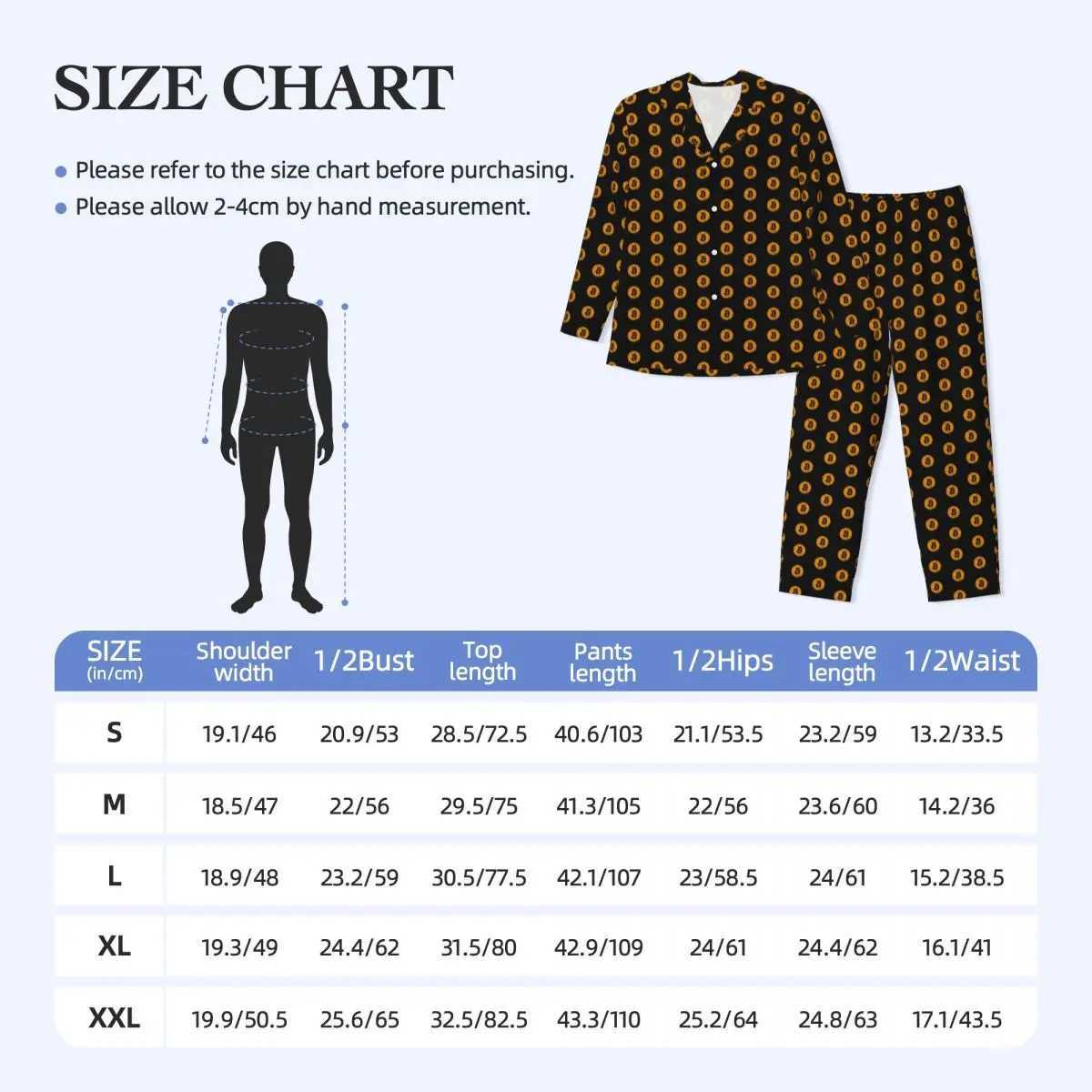 Bitcoin printed pajamas autumn digital currency aesthetics oversized pajamas set mens long sleeved cute room printed pajamasW240719