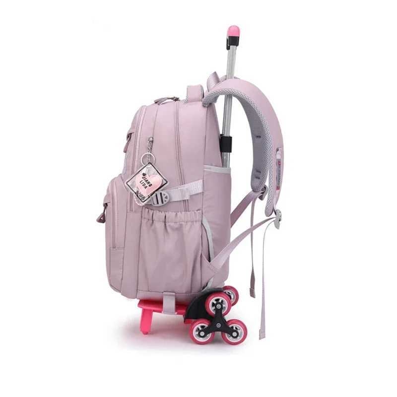 School Wheeled Backpack for Girls School Bag with Wheels Trolley Bag Rolling Student Backpack Travel Bags Kids School Bag Y240820