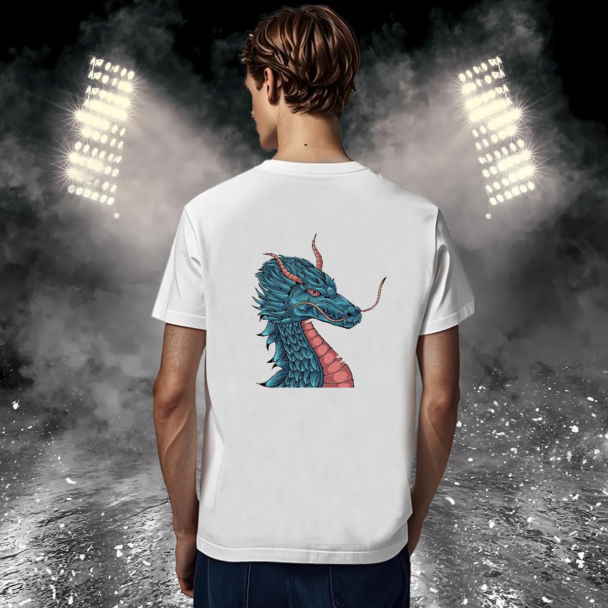 T-Shirts for Men 100% Cotton 230g dragon Casual Daily Wear Round Neck Short Sleeve Custom Printed Men Tees Stylist Loose Fit Tshirts