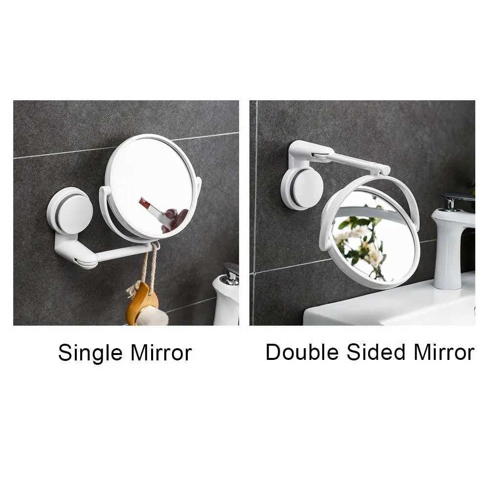 Bathroom Wall Mounted Bathroom Mirror Hole Free Mirror Suction Cup Folding Cosmetic Mirror Wall Mounted HD Bathroom Accessories Y240819