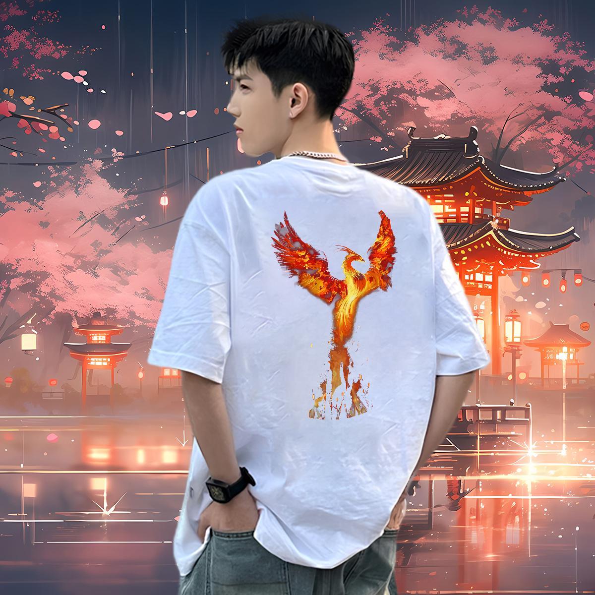 Fashion Tshirts bird Hip Hop Street 230g Pure Cotton Top Tees Breathable Short Sleeve High Quality T Shirts Men Customized Print