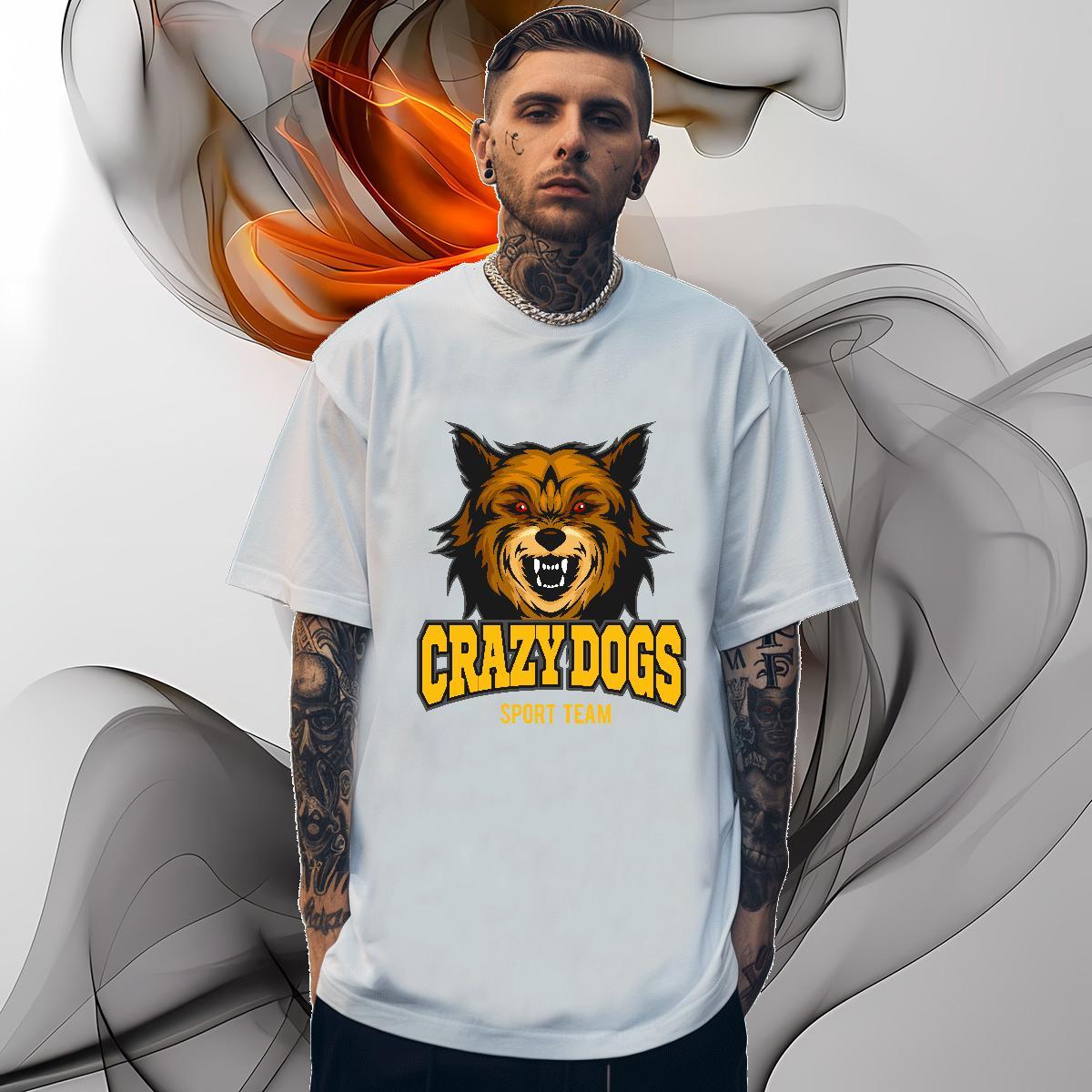 Comfortable Man T Shirts crazy dog Breathable Home Outdoor Black Oversized 100% Cotton 230g Men Tops Tees New Arrival Tees Shirts