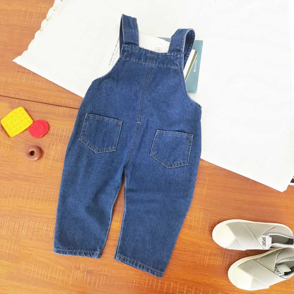 IENENS toddler boys jumpsuit denim covering Dungarees baby girls hole jeans pants clothing set suitable for 0-4 years old W240806