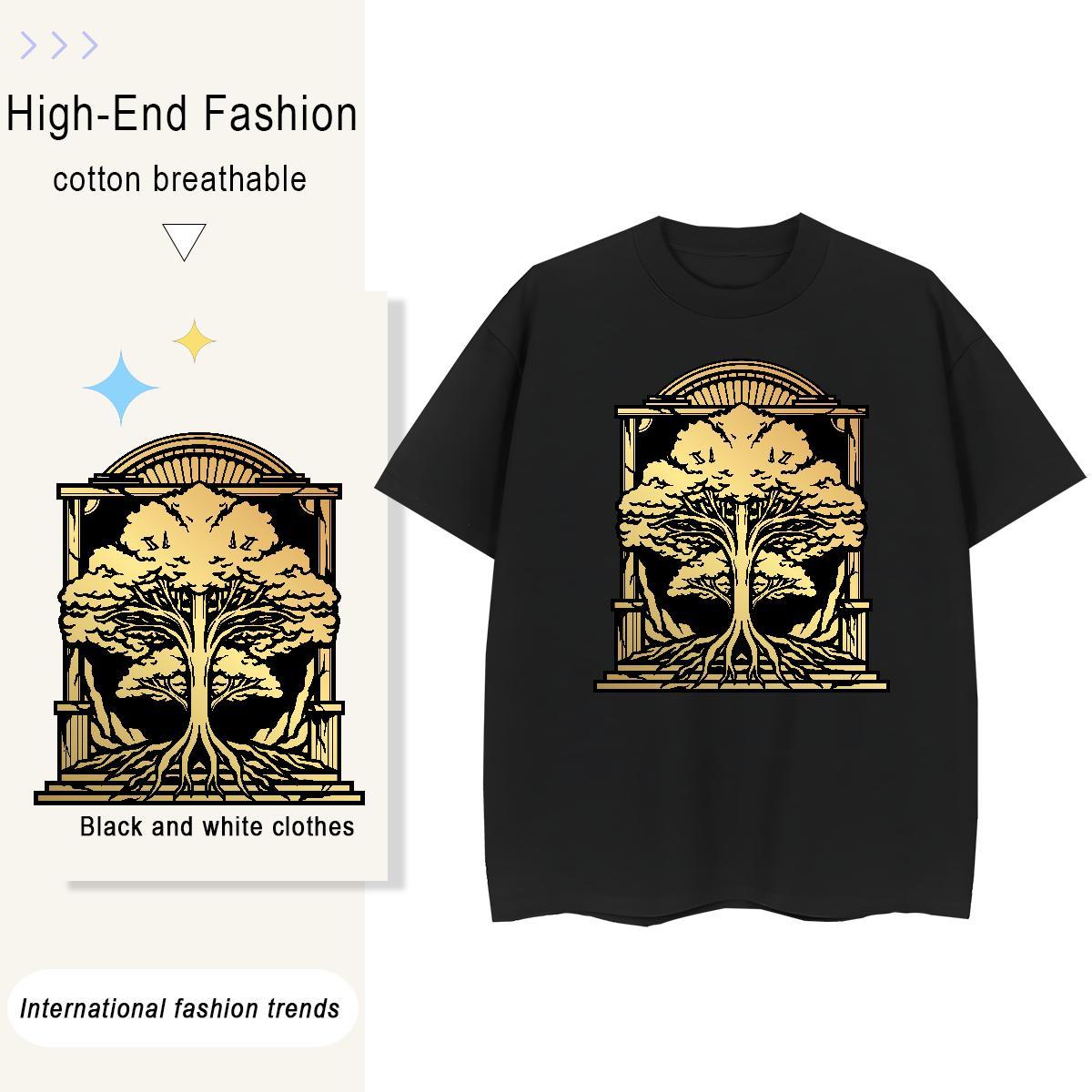 Wholesale Mens Tshirts tree Beach 230g 100% Cotton Clothes Breathable Short Sleeve Cool Design Men T Shirts DIY Printed