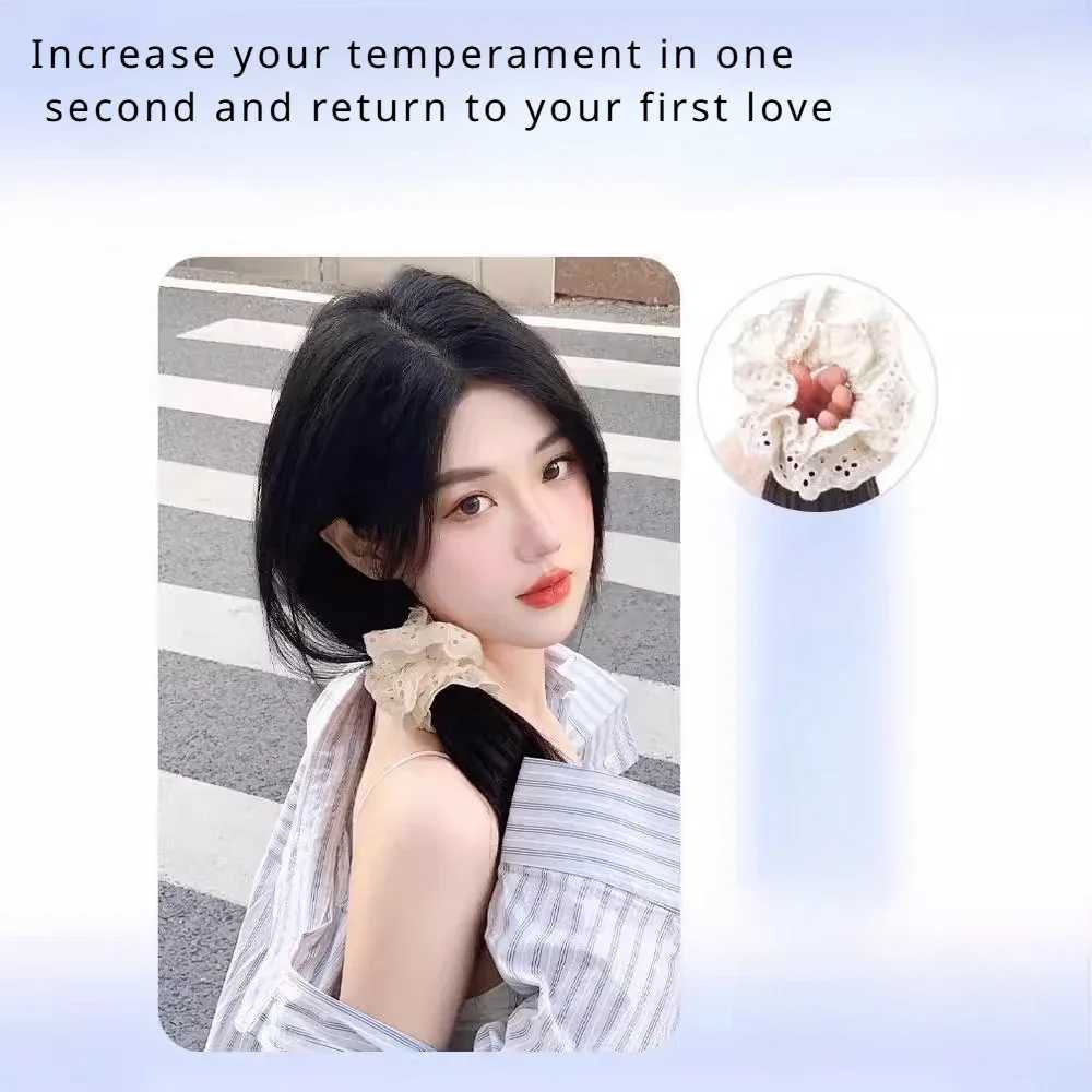 Womens lace ponytail imitation hair side tie high and low ponytail new lace side hair tie style pear roll W240817