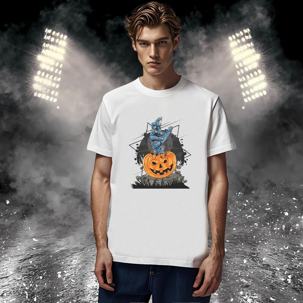 Fashion New Tshirts halloween Casual 230g Pure Cotton Tees Shirts Breathable Crew Neck Brand T Shirt For Man Anime