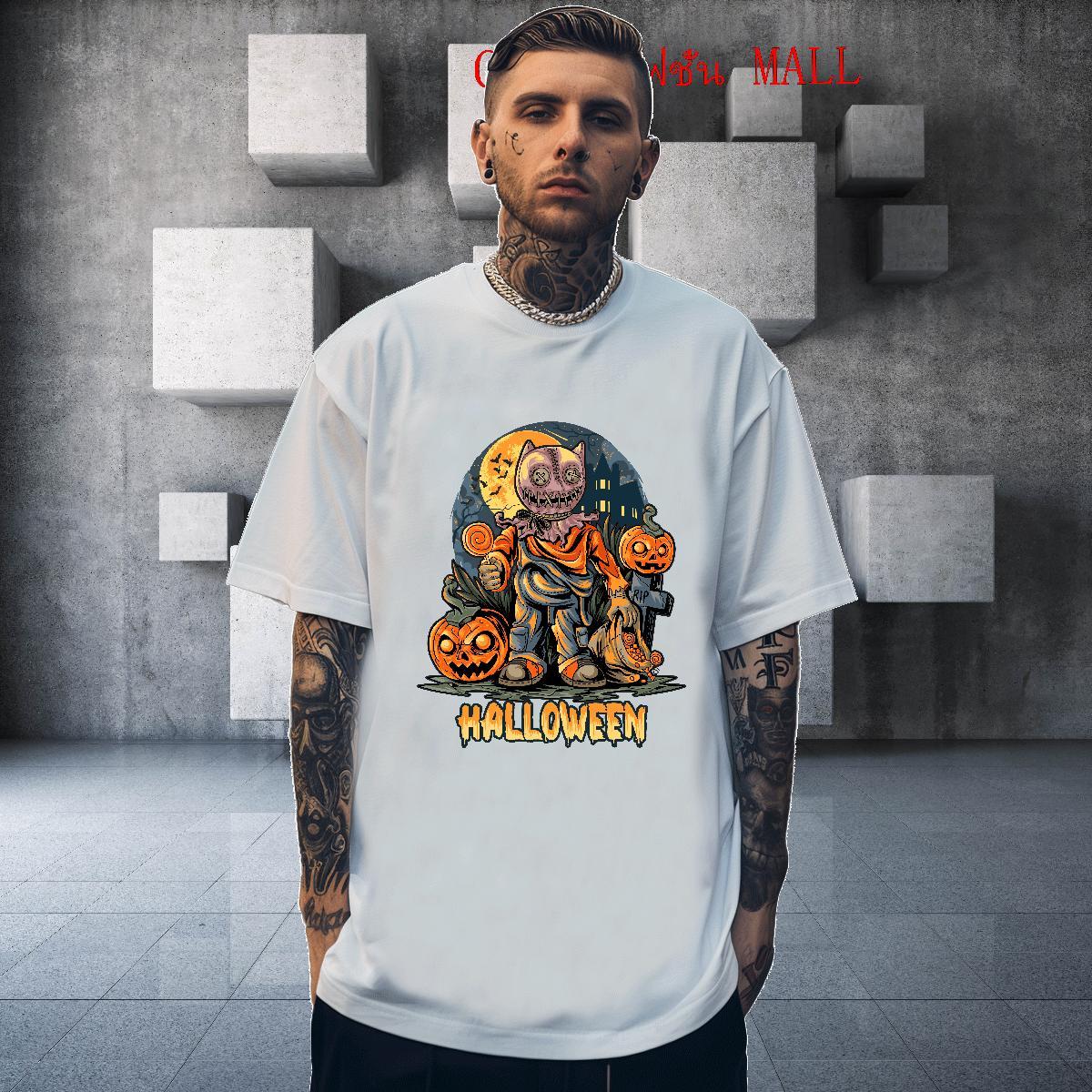 Free Shipping T-Shirts pumpkin Round Neck Short Sleeve Spring Summer DIY Logo Oversized 230g Pure Cotton Mens Tshirts Brand Top Tees