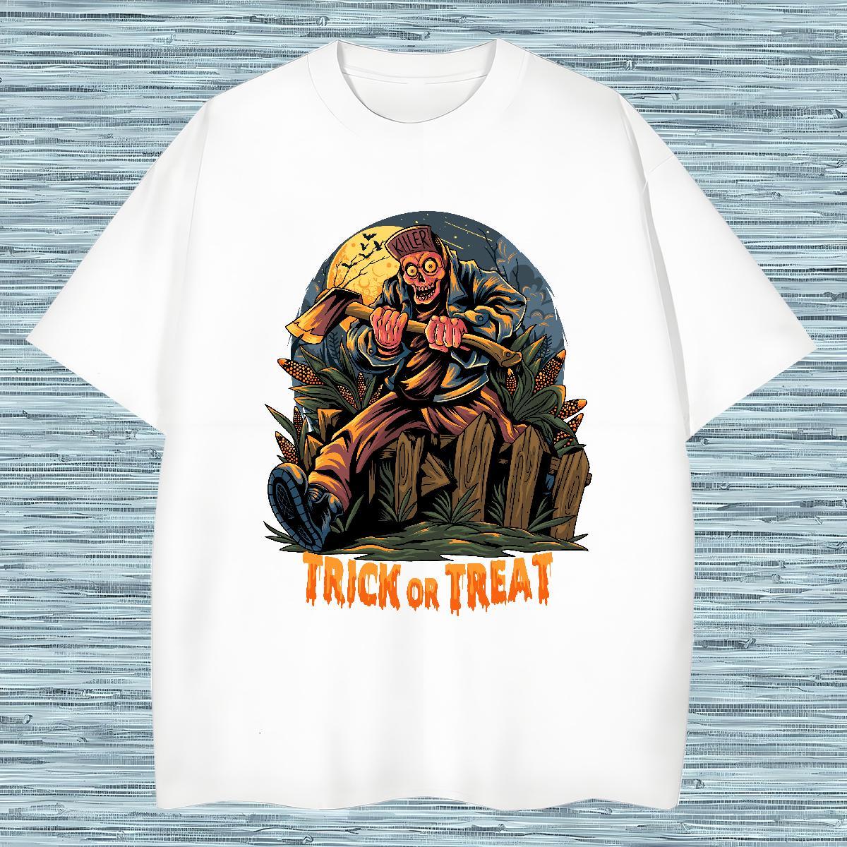 Classic T Shirts Men halloween Breathable Short Sleeve Casual Daily Wear Custom Printed 230g Pure Cotton Men Clothes T-Shirt Factory Direct Polos