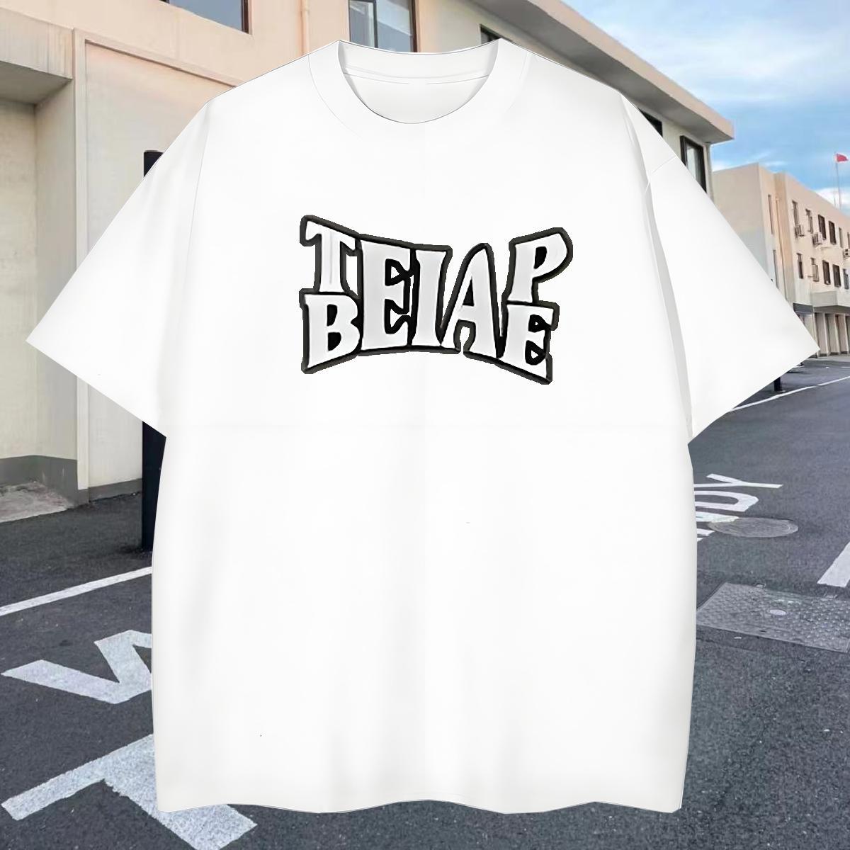 Popular Men Tshirts High Street Hip Hop 100% Cotton 230g Custom Printing Breathable Short Sleeve letter T-Shirts for Men Customized Wear