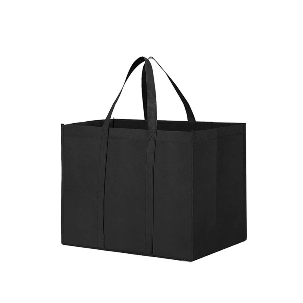 NonWoven Black And Gray Simple Foldable Portable EcoFriendly Large Capacity Reusable Grocery Duty Shopping Bags Handbag y240925