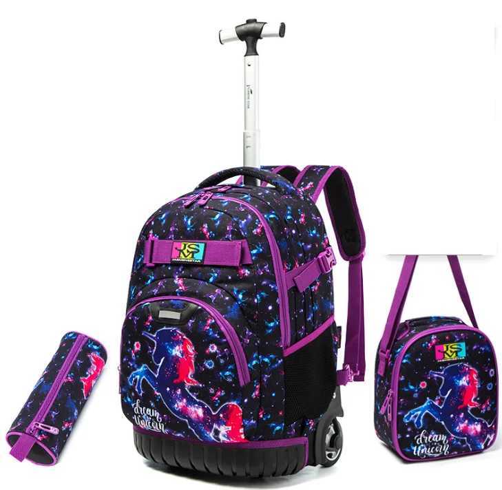 Children School Rolling backpack bags Wheeled backpack for Boy kids Travel Backpack Wheels Rolling backpacks Trolley bags school Y240820
