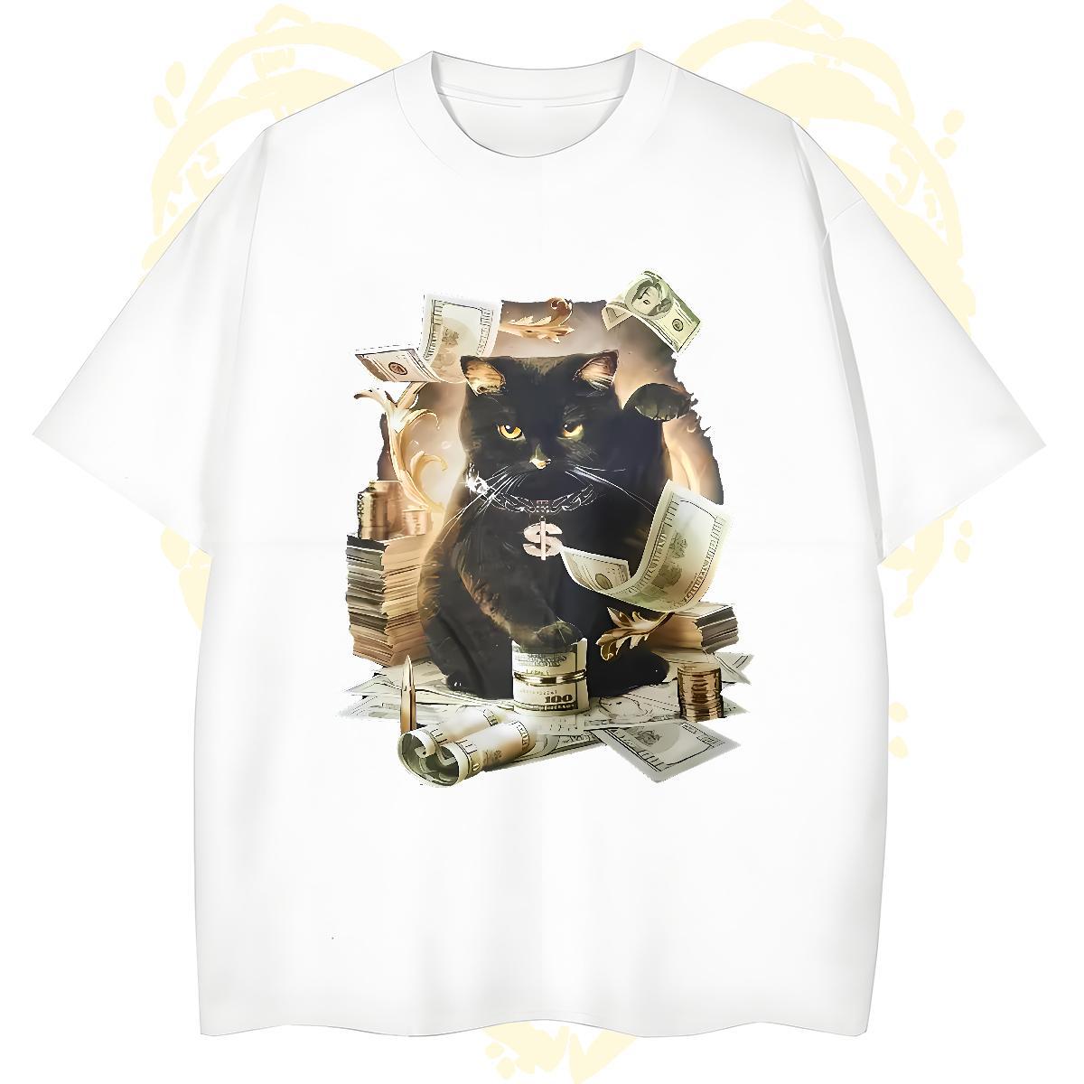Cool Men T Shirts cat Pure Cotton Home Outdoor Custom Print Plus Size 230g Cotton Couples T Shirts Fashion Wear
