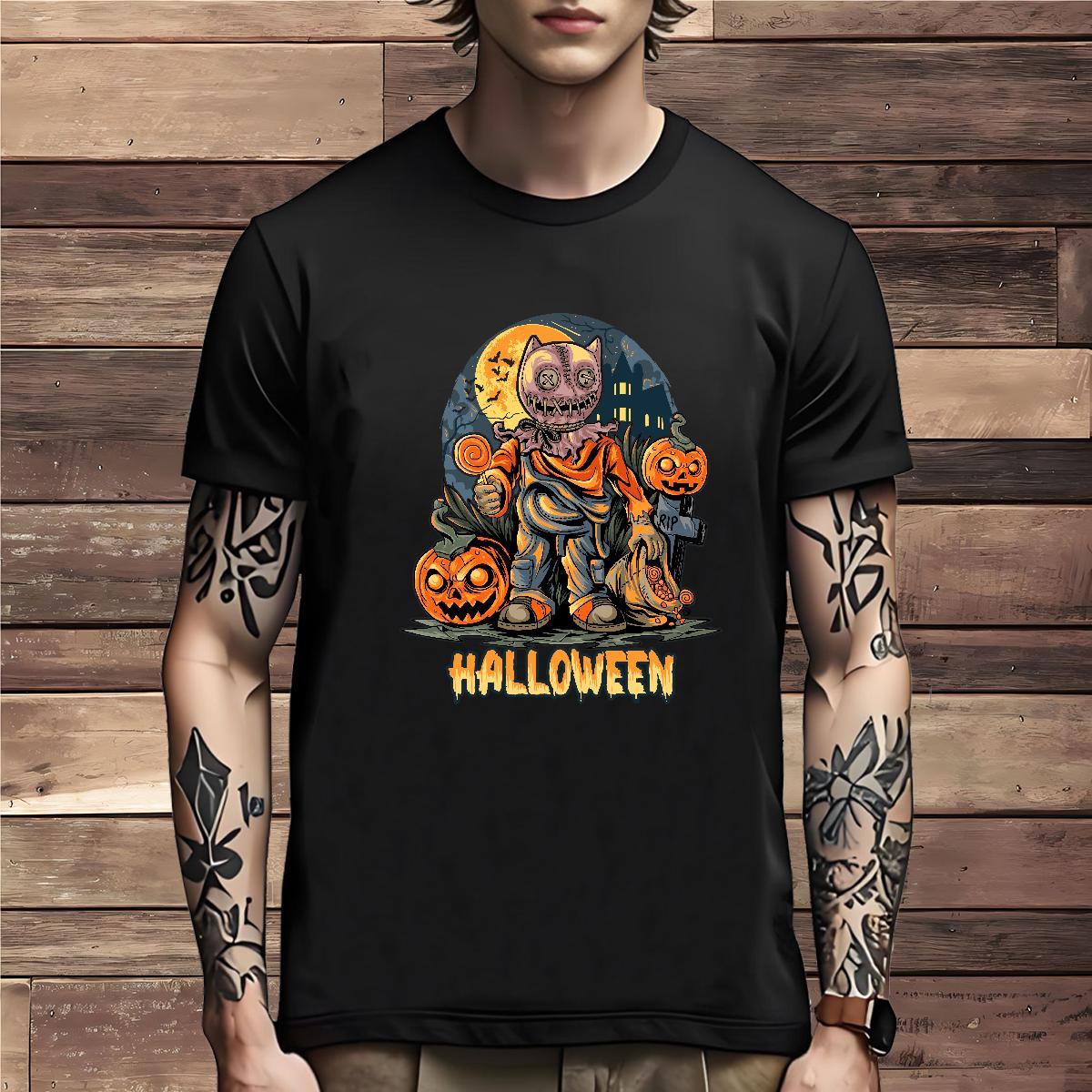 Soft Man T Shirts halloween Breathable Sports Casual DIY Logo Oversized 230g Cotton Tshirts 2024 DIY Tees