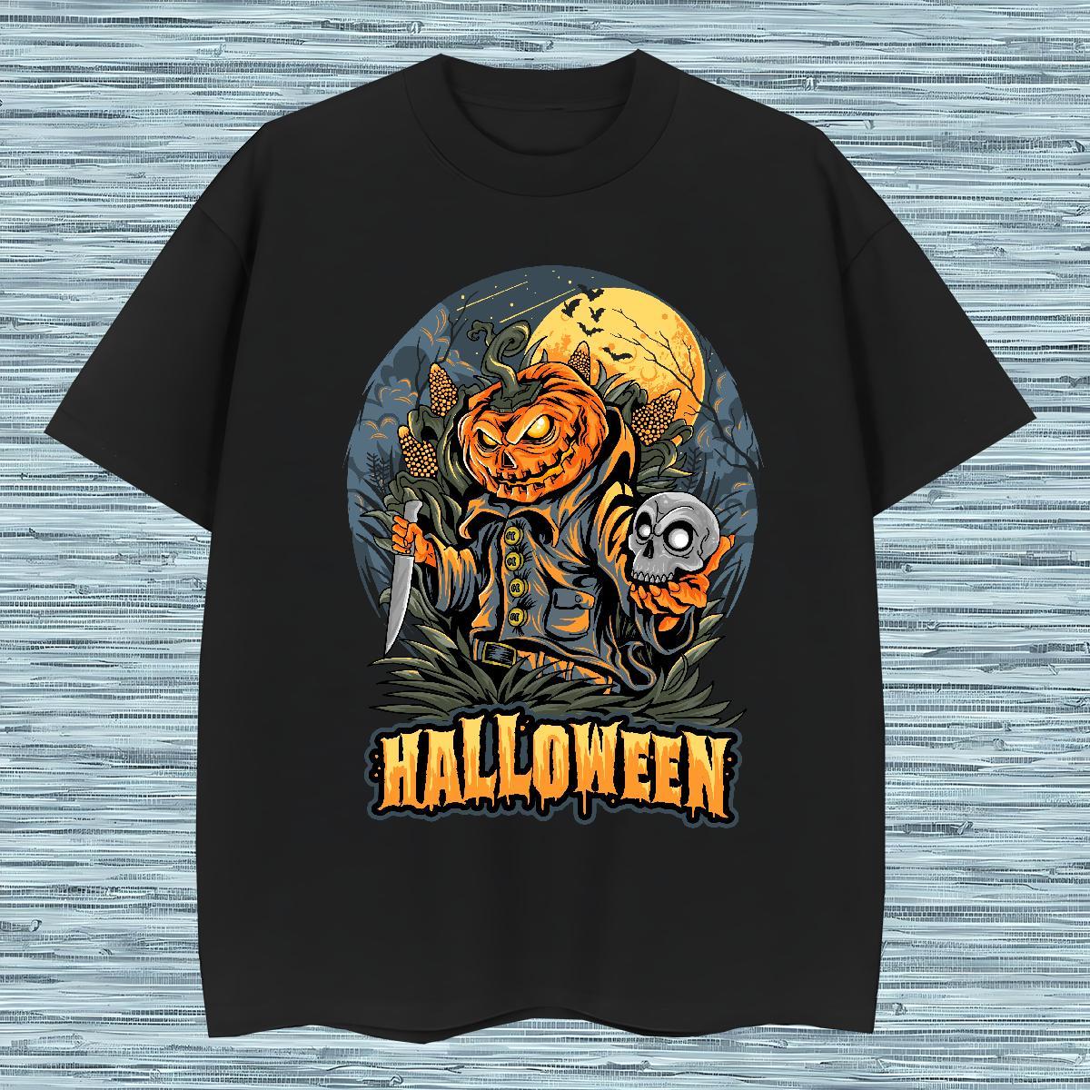 Loose Fit Men T Shirts pumpkin Short Sleeve O-Neck Casual Customized 230g 100% Cotton Men Clothes T-Shirt New Arrival Tops Shirt