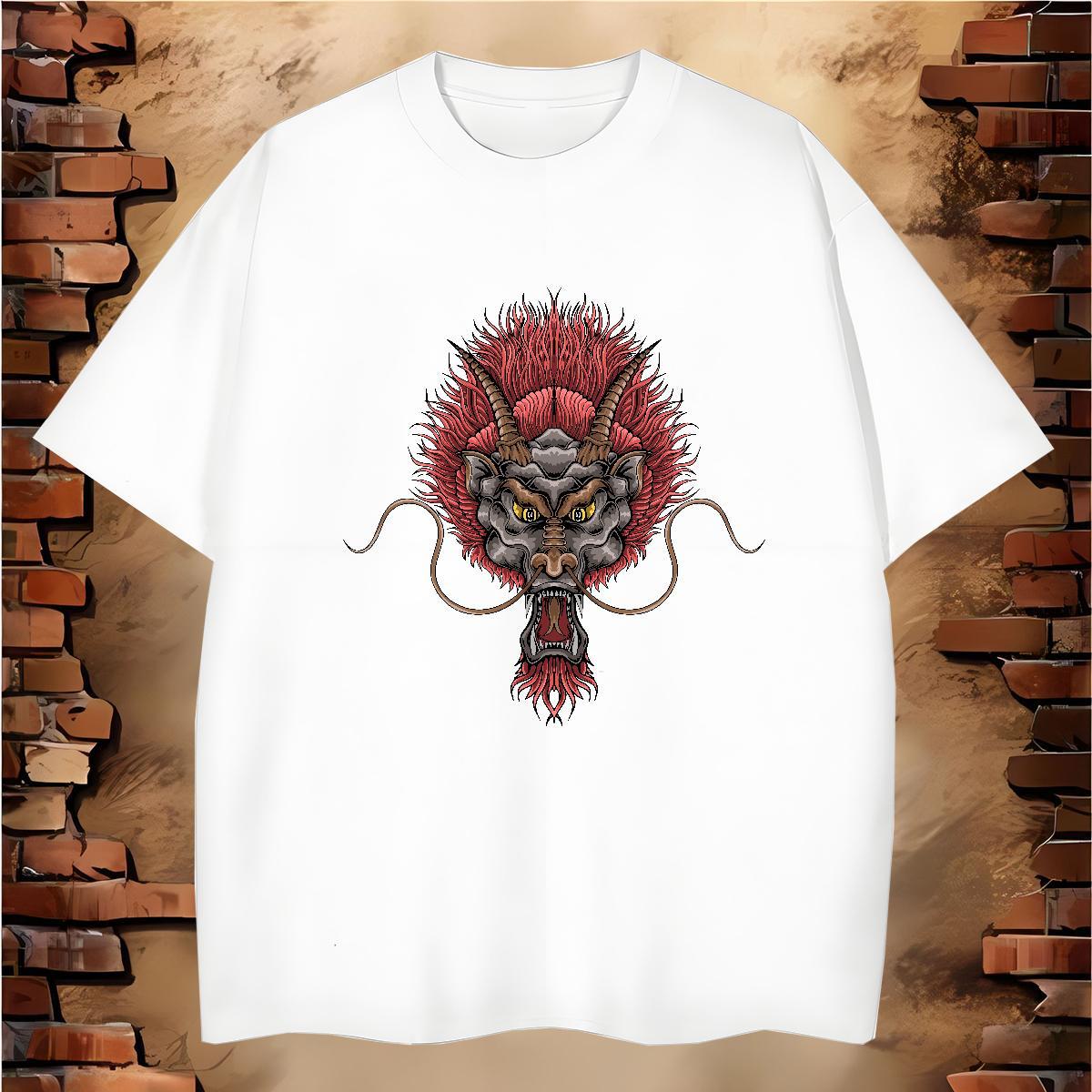 T Shirts Men 230g Pure Cotton dragon Sport Breathable Short Sleeve Skull Men Tees Customized Designer Tshirts