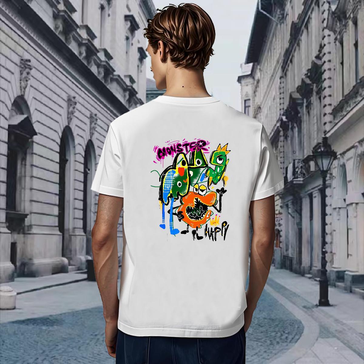 T-Shirts for Men 230g Cotton cartoon Spring Summer Breathable Short Sleeve Custom Anime Tshirts Brand Cool Wear