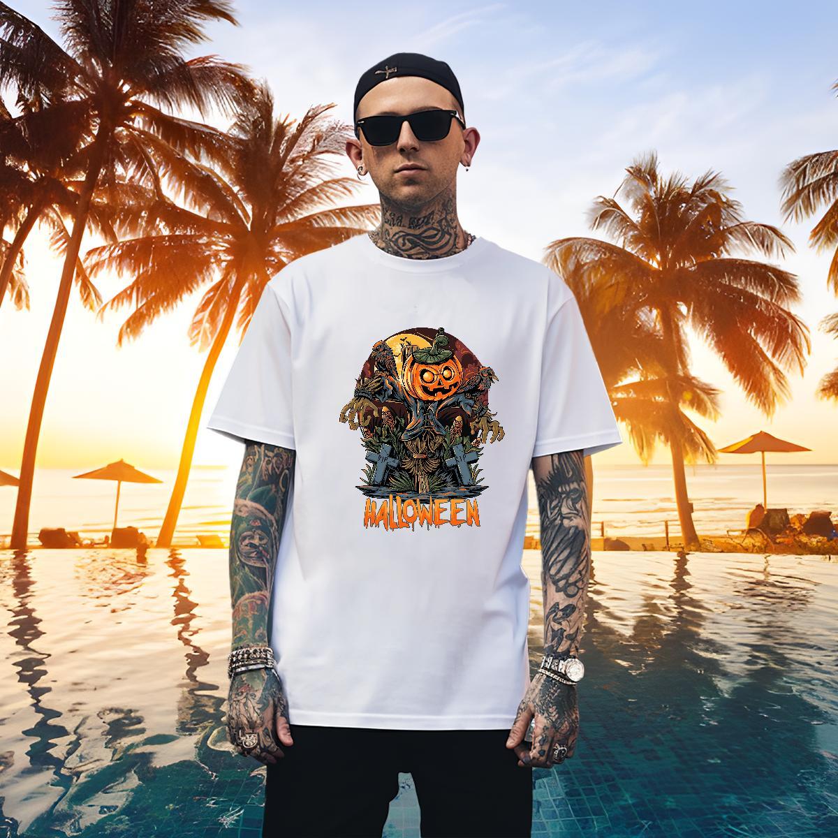 Cool T-Shirts halloween Breathable Home Outdoor Black White 230g Pure Cotton Men Clothes T-Shirt Designer Wear