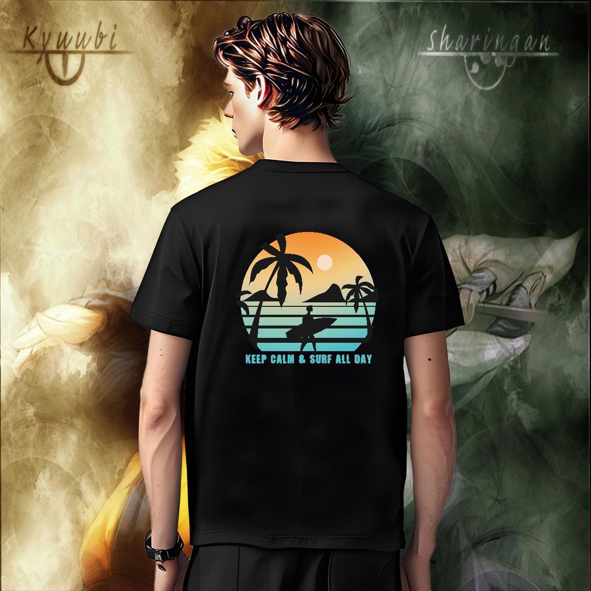 Wholesale Tshirt for Man Woman Spring Summer 230g Pure Cotton DIY Printed Breathable Crew Neck wave T Shirt For Man Fashion Tee Shirt