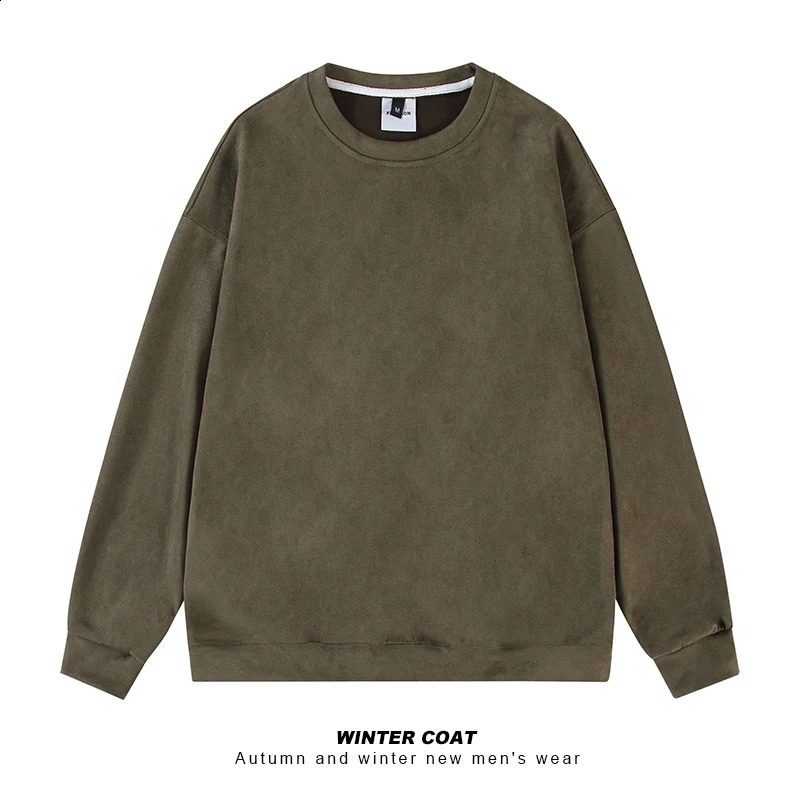Privathinker Solid Color Suede Men Pullovers Hoodies Fashion Oversized Long Sleeve Tops Harajuku Male Clothing Sweatshirts 240820