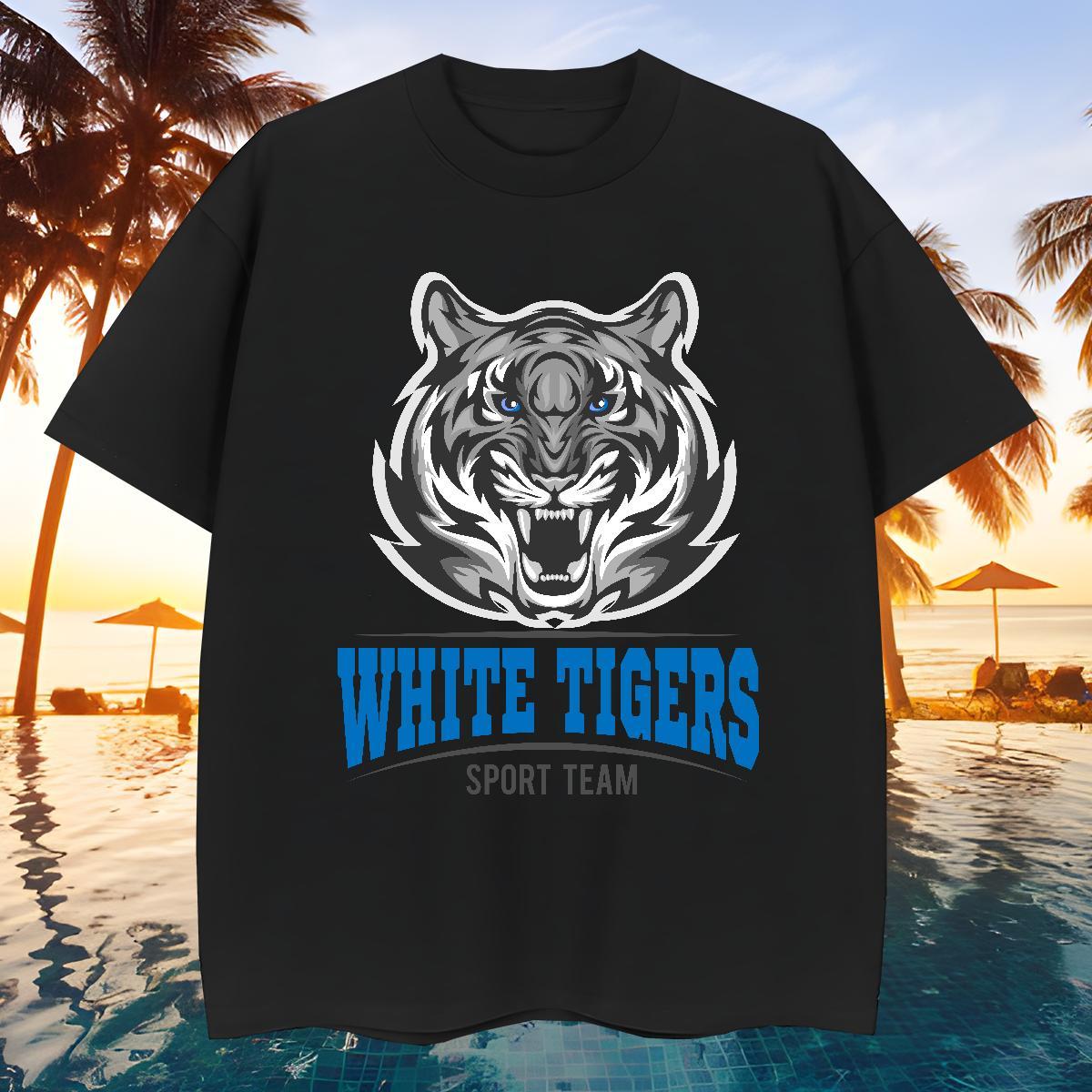 Cool Design T-Shirts for Men tiger Short Sleeve O-Neck Anime Printing Street Custom Print Oversized 100% Cotton 230g Tshirt for Man Woman Classic Tee 