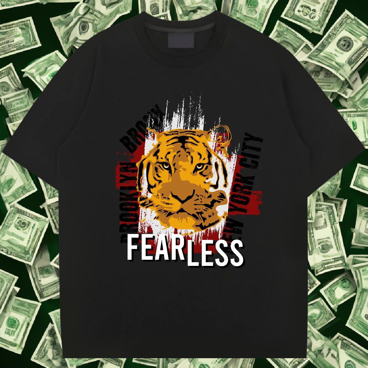 Wholesale Mens Tshirts Home Outdoor 230g Cotton Custom Anime Round Neck Short Sleeve tiger Men T Shirts Fashion Casual Top Tees