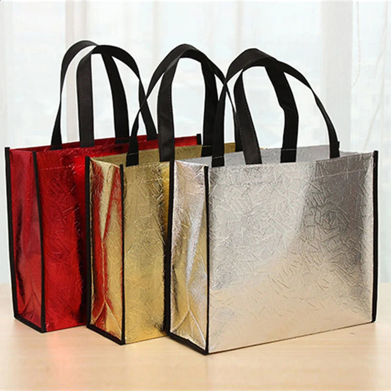 1 PC Fashion Laser Shopping Bag Foldable Eco Reusable Tote Waterproof Nonwoven Fabric No Zipper y250121