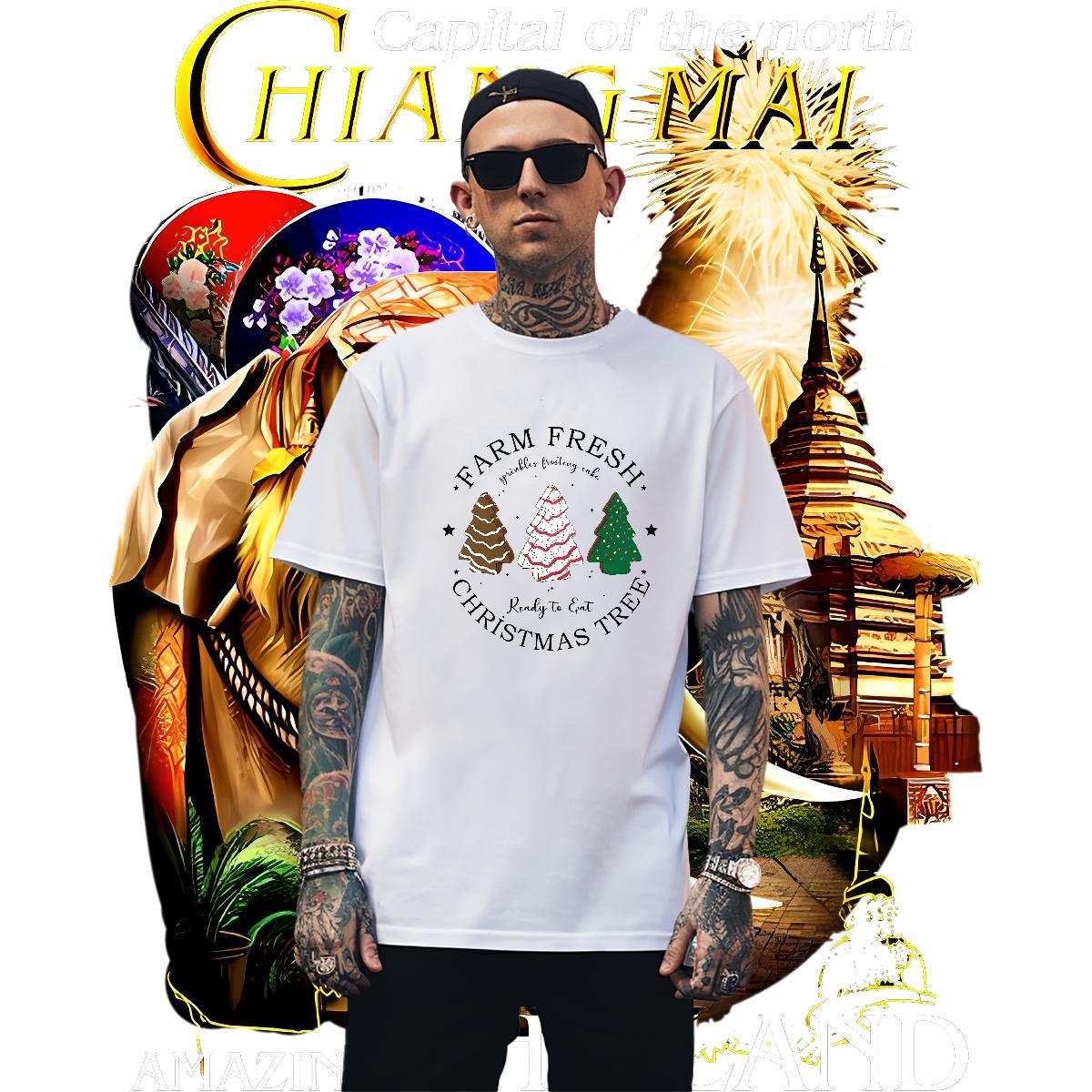 Brand T Shirt For Man Christmas Pure Cotton Daily Wear Anime 100% Cotton 230g Men Clothes T-Shirt Classic Casual Tops Shirt