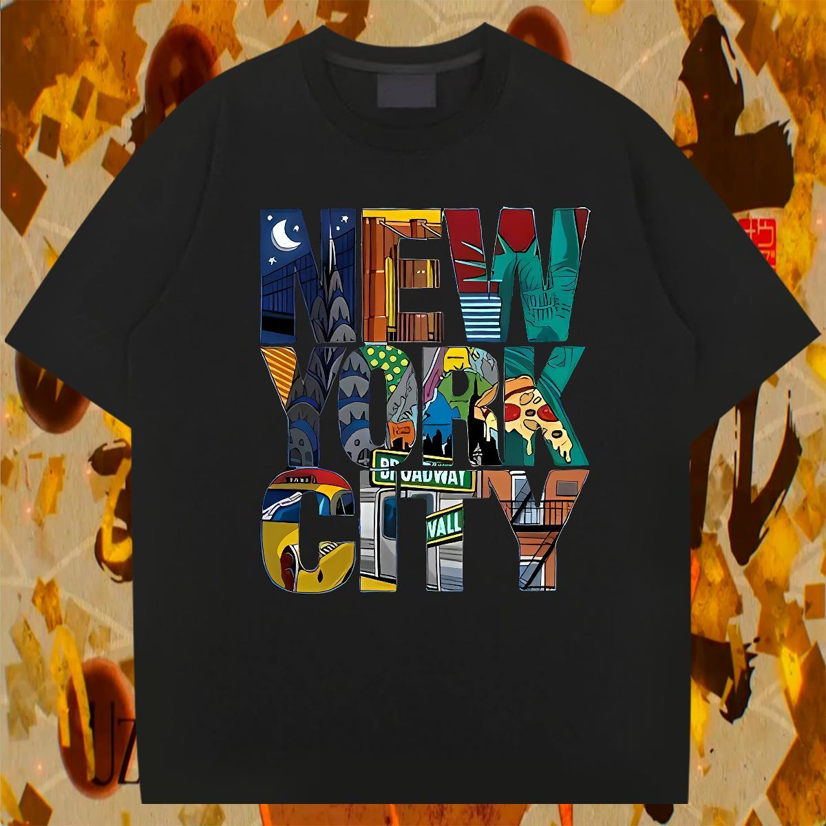 Comfortable New York 230g Cotton Couples T Shirts Home Outdoor Breathable Crew Neck T-Shirts Free Shipping Black Oversized Tops Tees